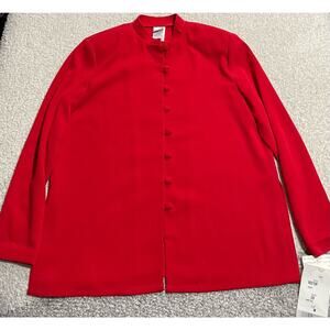 VTG NWT Bleyle Womens Medium Petite MP Long Sleeve Button Up Shirt Red MSRP $109